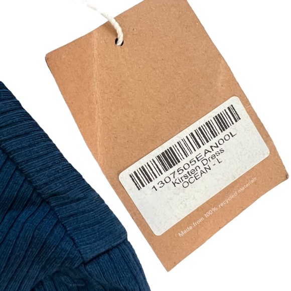 NWT Reformation Ribbed Tie Waist Kirsten Dress Ocean Sz L - Picture 3 of 8